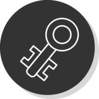 Old Key Line Shadow Circle Icon Design vector