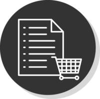 compras lista línea sombra circulo icono diseño vector