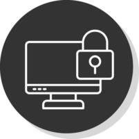 Locked Computer Line Shadow Circle Icon Design vector