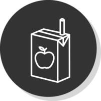 jugo caja línea sombra circulo icono diseño vector