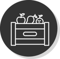 Fruta caja línea sombra circulo icono diseño vector