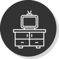 Tv Table Line Shadow Circle Icon Design vector