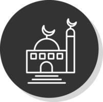 Mosque Line Shadow Circle Icon Design vector