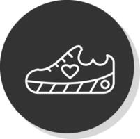 Zapatos línea sombra circulo icono diseño vector
