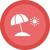 playa paraguas línea sombra circulo icono diseño vector