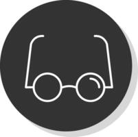 leyendo lentes línea sombra circulo icono diseño vector