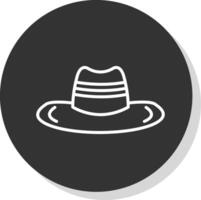 vaquero sombrero línea sombra circulo icono diseño vector