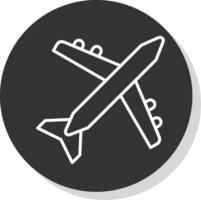 Aeroplane Line Shadow Circle Icon Design vector