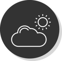 Cloud Line Shadow Circle Icon Design vector