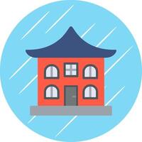 Asian Temple Flat Circle Icon Design vector