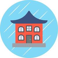 Asian Temple Flat Circle Icon Design vector