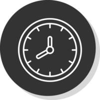 reloj línea sombra circulo icono diseño vector