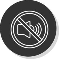 No Sound Line Shadow Circle Icon Design vector