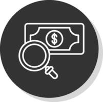 dinero línea sombra circulo icono diseño vector