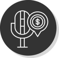 Finanzas podcast línea sombra circulo icono diseño vector