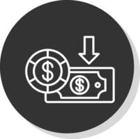 dólar línea sombra circulo icono diseño vector