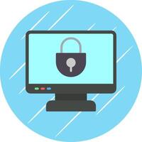Locked Computer Flat Circle Icon Design vector