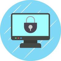 Locked Computer Flat Circle Icon Design vector