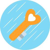 Love Key Flat Circle Icon Design vector