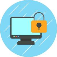 Locked Computer Flat Circle Icon Design vector