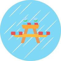 Picnic Table Flat Circle Icon Design vector