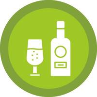 vino botella línea sombra circulo icono diseño vector