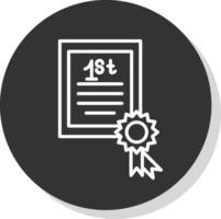 certificado línea sombra circulo icono diseño vector