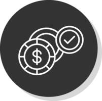 Dollar Line Shadow Circle Icon Design vector