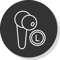 Earbud Line Shadow Circle Icon Design vector