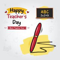 Happy Teacher's Day Simple Template Social Media Post Editable Illustration vector