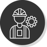 construccion trabajador línea sombra circulo icono diseño vector