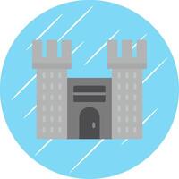 castillo plano circulo icono diseño vector