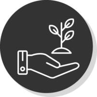 Hand Sprout Line Shadow Circle Icon Design vector