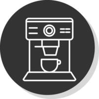 café máquina línea sombra circulo icono diseño vector