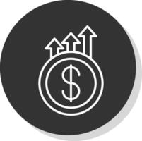 Earning Growth Line Shadow Circle Icon Design vector