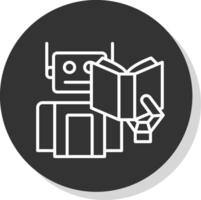 Robot Line Shadow Circle Icon Design vector