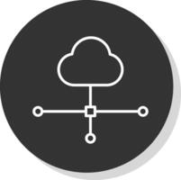 nube conexión línea sombra circulo icono diseño vector