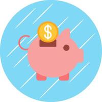 Piggy Bank Flat Circle Icon Design vector