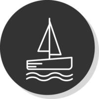 Catamaran Line Shadow Circle Icon Design vector