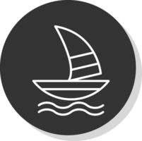 Windsurf Line Shadow Circle Icon Design vector