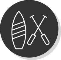 Paddle Board Line Shadow Circle Icon Design vector