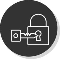 Padlock Line Shadow Circle Icon Design vector