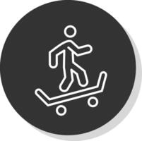 Skateboarding Line Shadow Circle Icon Design vector