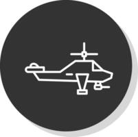 helicóptero línea sombra circulo icono diseño vector