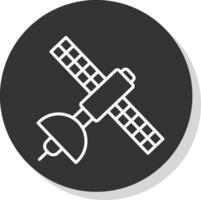 satélite línea sombra circulo icono diseño vector