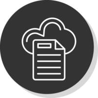 Cloud Data Line Shadow Circle Icon Design vector