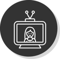 televisión línea sombra circulo icono diseño vector