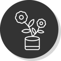 Flowerpot Line Shadow Circle Icon Design vector