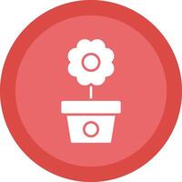 Flower Pot Line Shadow Circle Icon Design vector