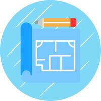 Blueprint Flat Circle Icon Design vector